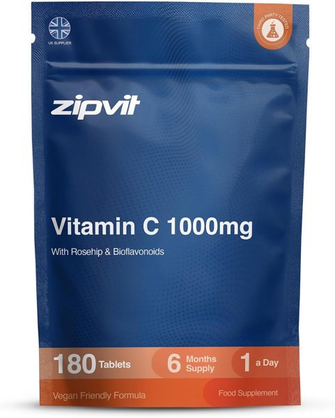Zipvit Vitamin C 1000mg with rosehip and bioflavonoids, 180 tablets