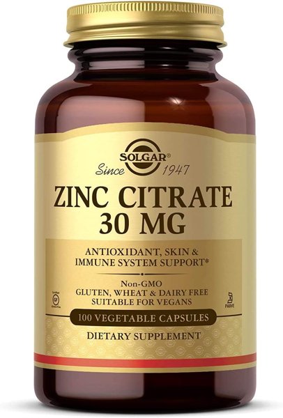 Solgar Zinc Citrate 30 mg Highly Absorbable Supplement
