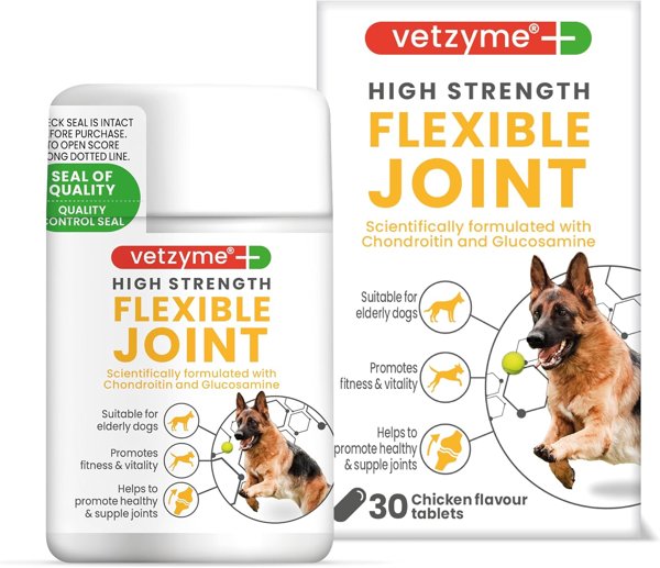 Vetzyme High Strength Flexible Joint Supplements for Senior Dogs (30…
