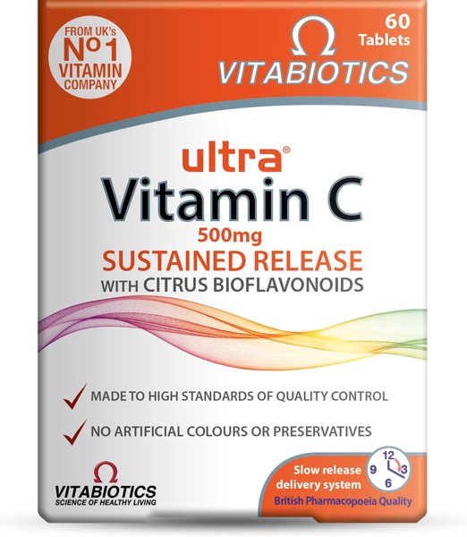 Vitabiotics Ultra Vitamin C 500mg Slow Release Bioflavonoids 60 Tablets