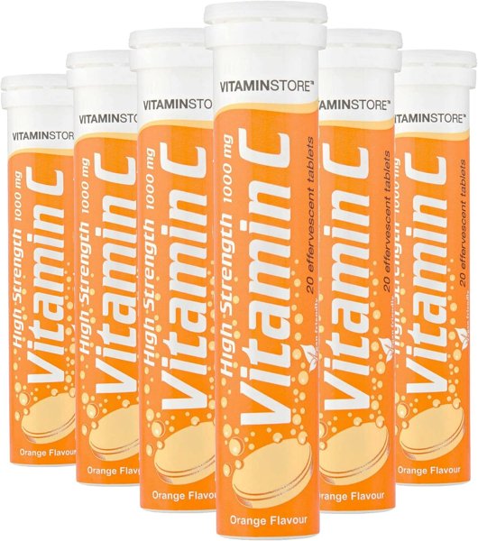 120 Vitamin C Orange 1000mg Effervescent Tablets *6 Packs of 20* HIGH…