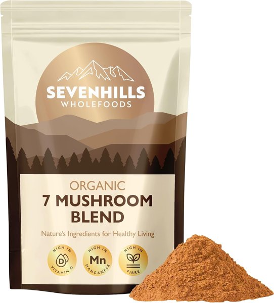 Sevenhills Wholefoods Organic 7 Mushroom Blend Powder 200g with Lion's…
