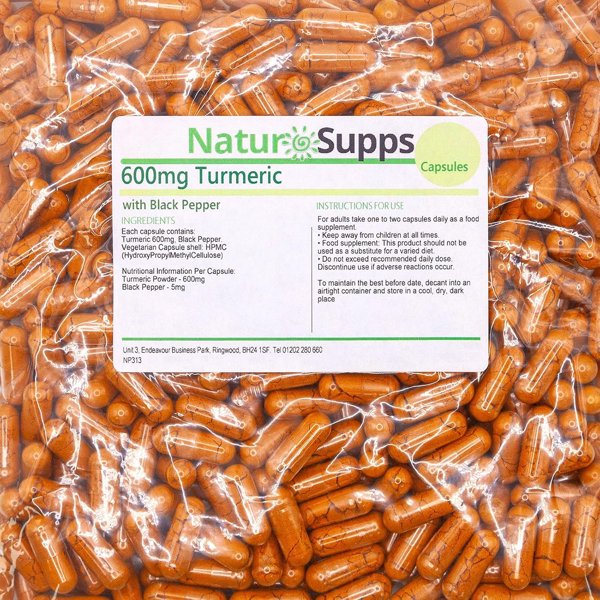 Natur Supps Turmeric and Black Pepper Capsules High Strength 600mg