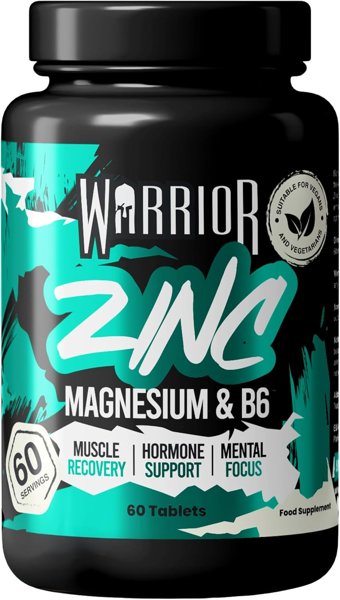 Warrior Zinc and Magnesium Tablets with Vitamin B6 60 High Strength ZMA