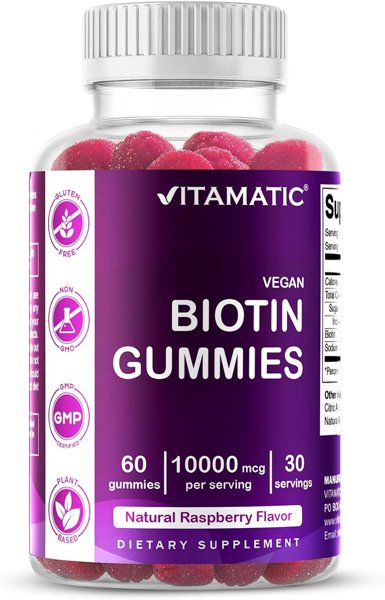 Vitamatic Biotin Gummies 10,000 mcg for Stronger Hair