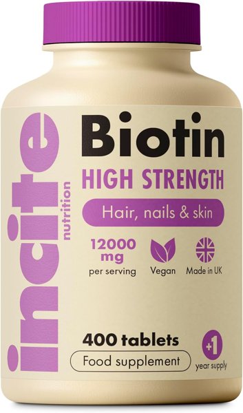 Incite Nutrition Biotin Hair Growth Support Supplement 12,000mcg