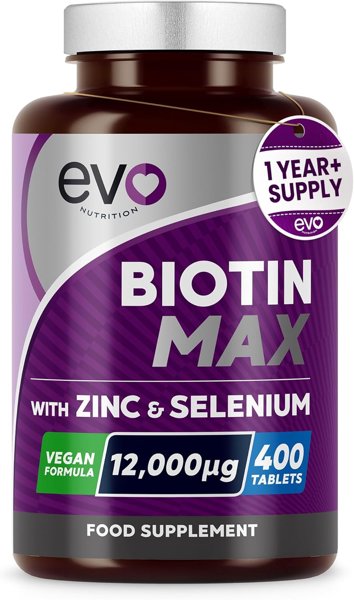 EVO Nutrition Biotin Max with Zinc & Selenium 12,000mcg