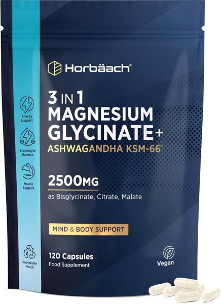 Magnesium Glycinate 3-in-1 Complex 2500mg with Ashwagandha KSM-66