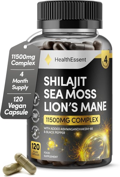 HealthEssent Shilajit Sea Moss Lions Mane 11500mg 3-in-1 + Ashwagandha…