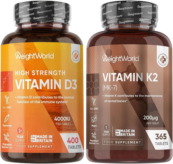 WeightWorld Vitamin D3 4000IU & Vitamin K2 MK-7 200mcg Bundle